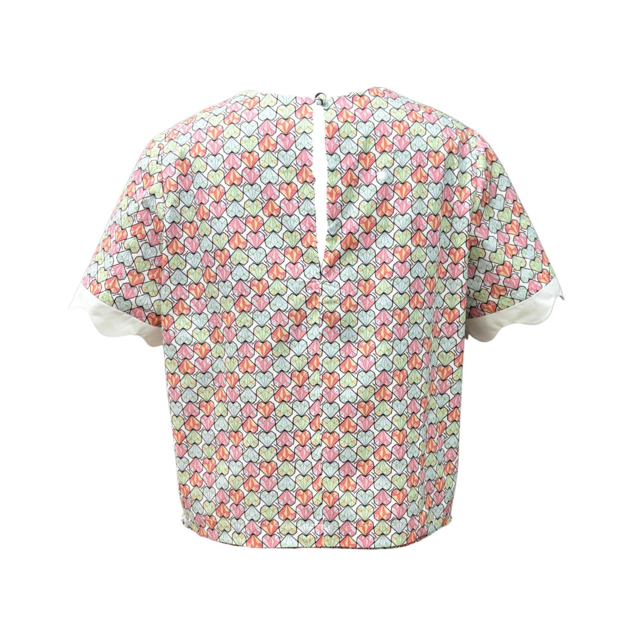 Robin Top v.3.1 - Short Sleeved Cotton Printed Top (Diamond Hearts)