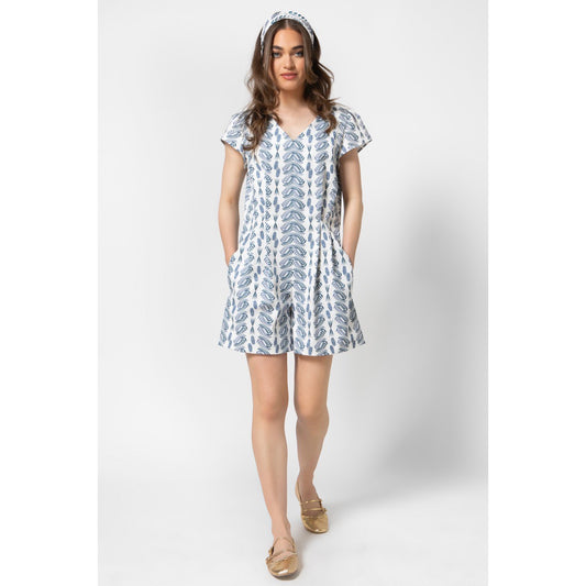 Cassia Playsuit-Mini Printed Cotton Playsuit