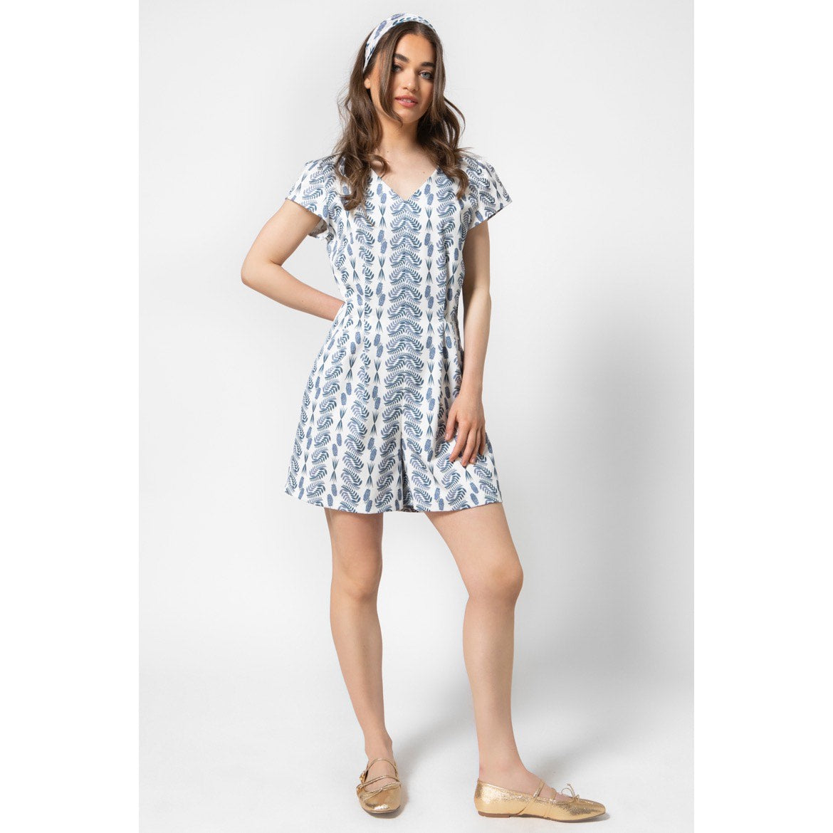 Cassia Playsuit-Mini Printed Cotton Playsuit