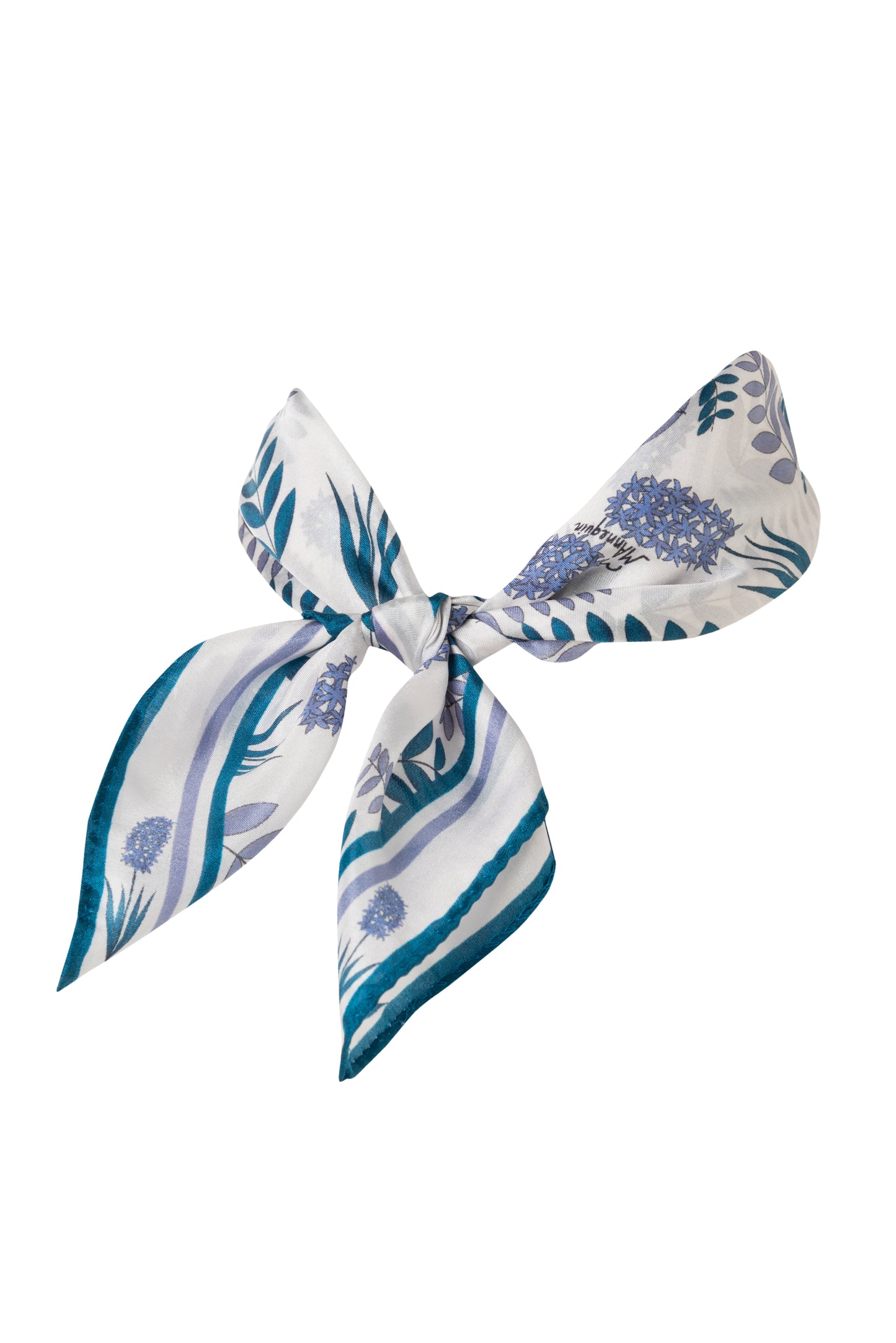 Flora Blue Printed Silk Scarf - 45x45cm