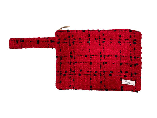 TWEED RED PLAID POCHETTE BAG