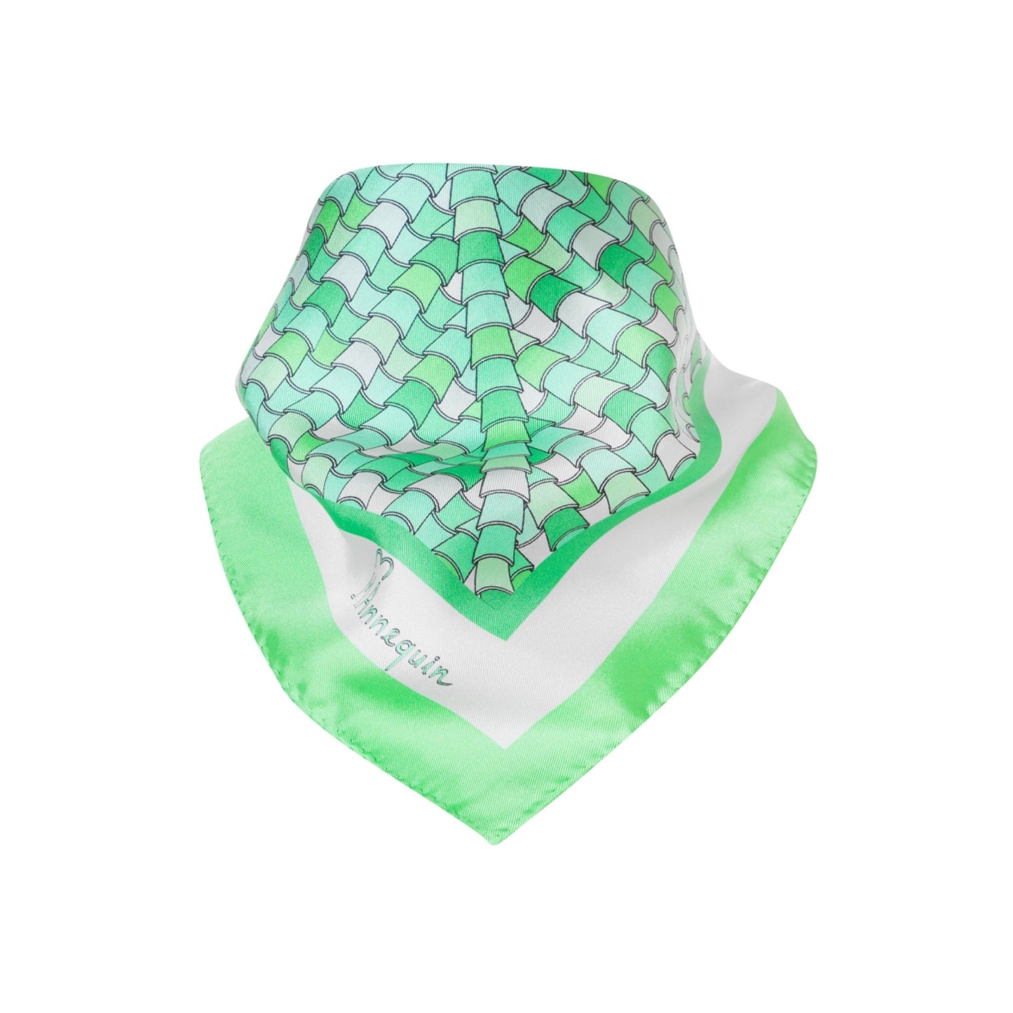 Green Tiles Printed Silk Scarf - 70x70cm