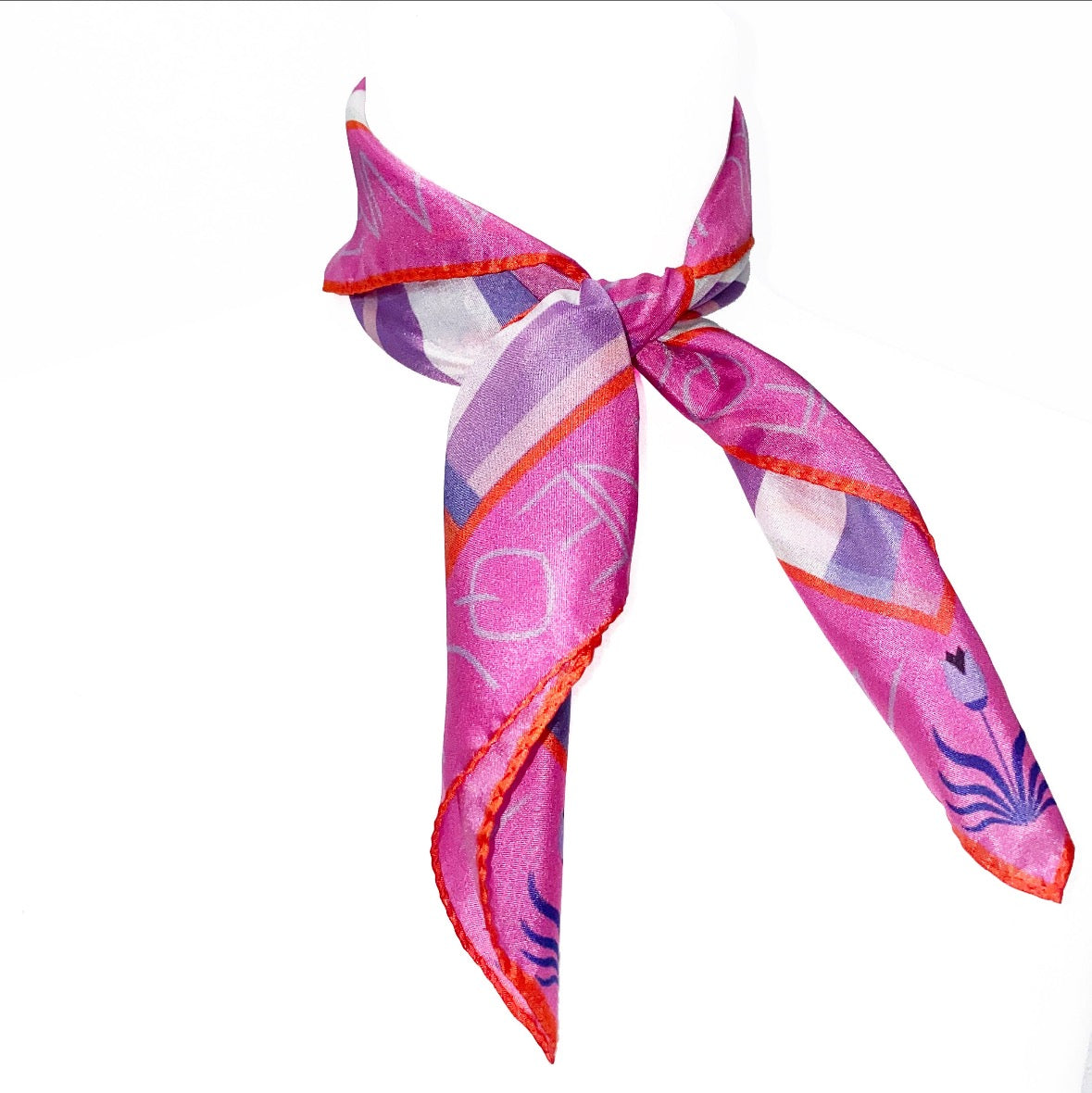 Red Plaid Printed Silk Scarf - 45x45
