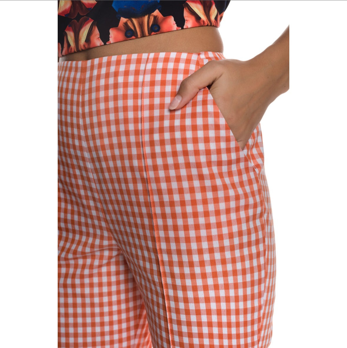 Cotton Vichy High Rise Trousers
