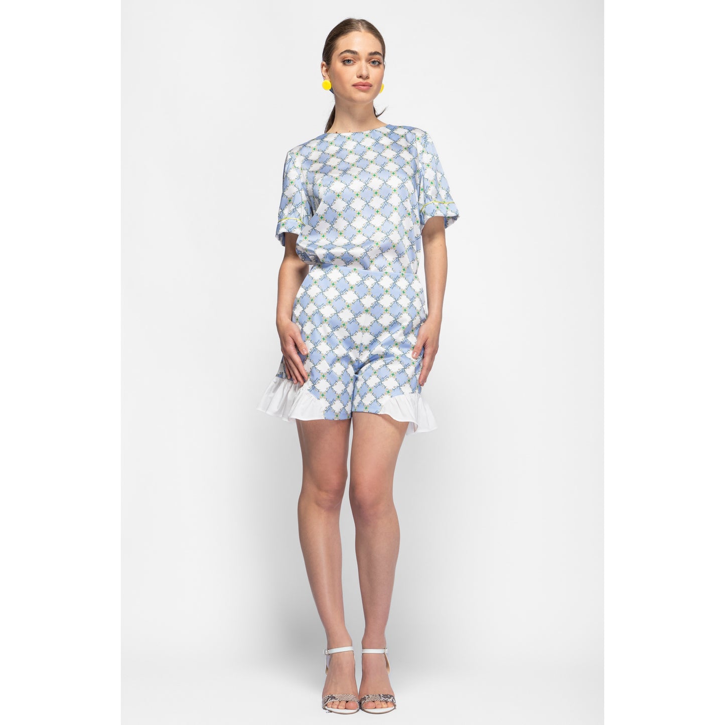 Robin Top - Short Sleeved Silky Printed Top (Oops-a-Daisies)