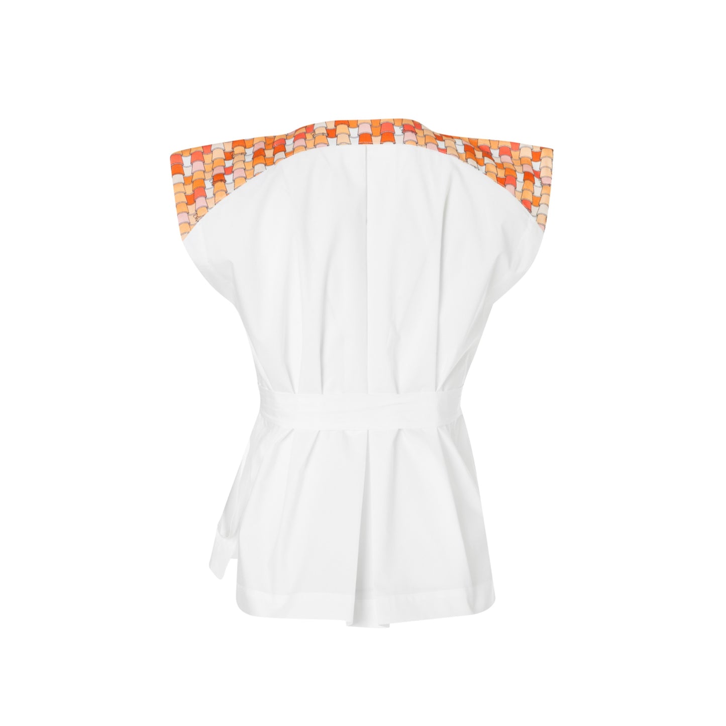 Sun Top - Wrap Cotton Top with Printed Details (Terracotta Tiles/White)