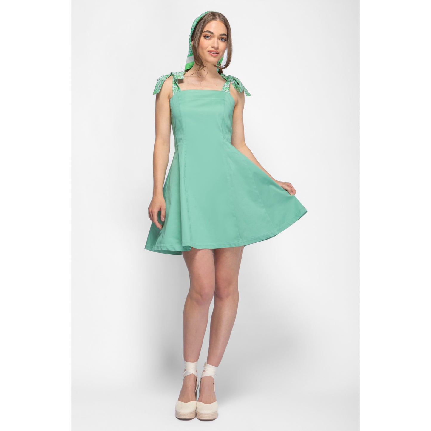Stem Dress - Mini Cotton Dress with Ruched Printed details