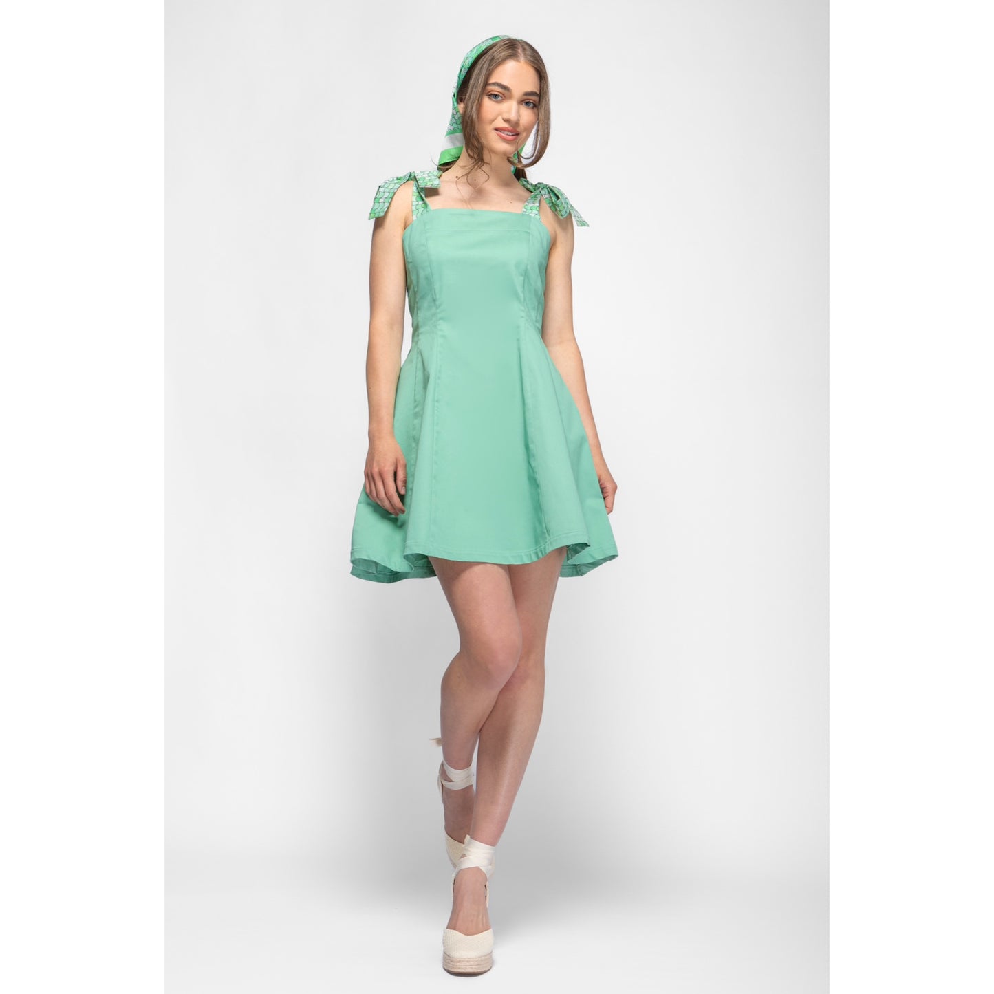 Stem Dress - Mini Cotton Dress with Ruched Printed details