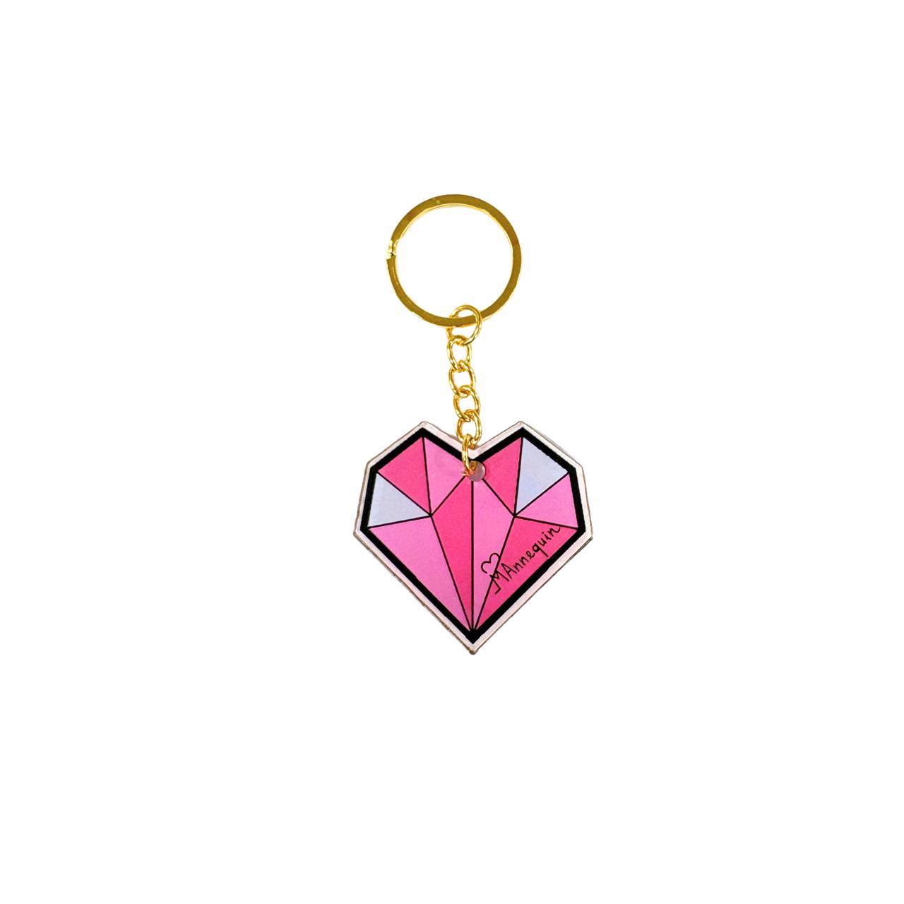 Diamond Heart Pink Key Chain