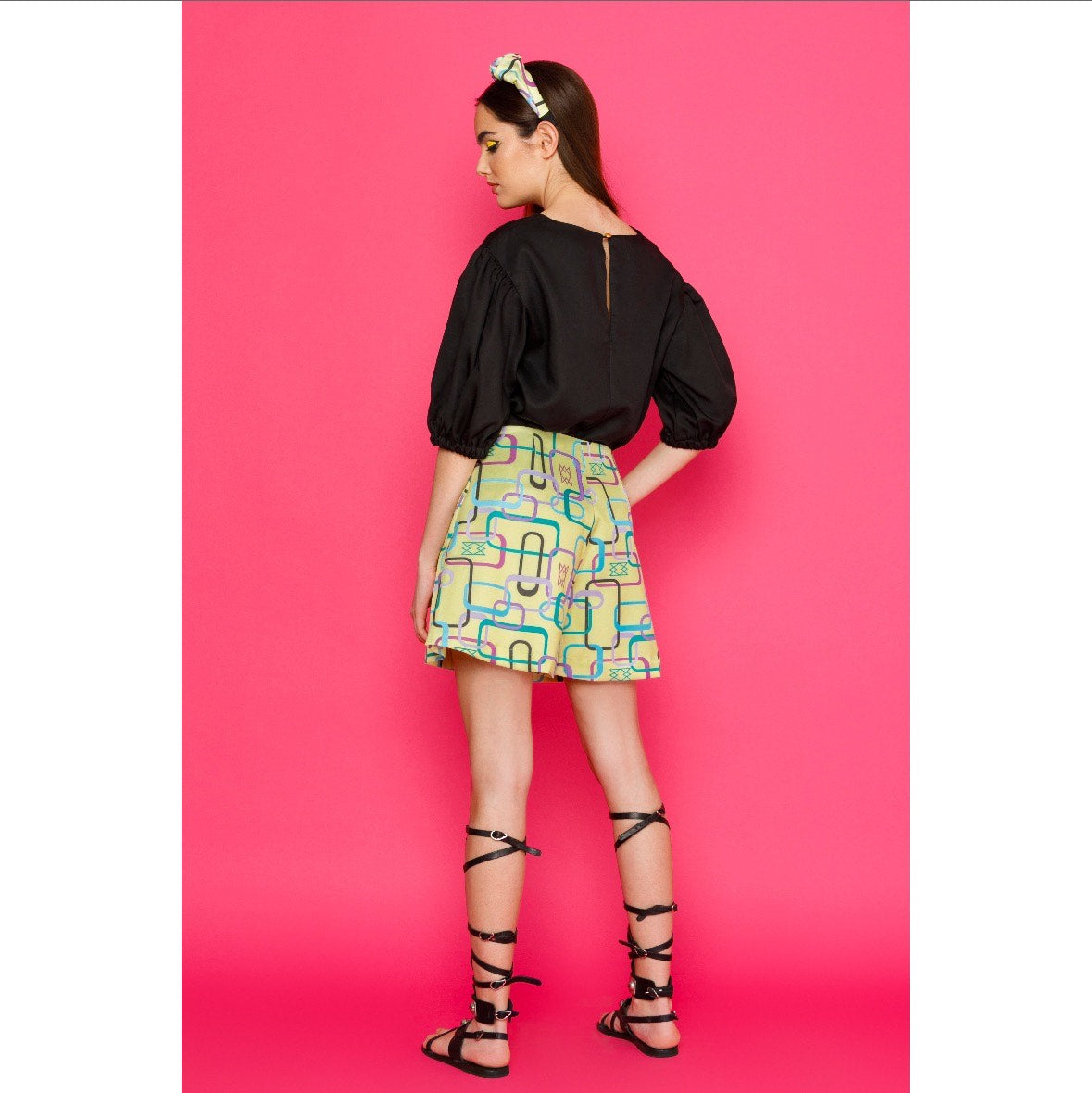 Hazel Shorts v.1.2.- Mini A-line Printed Cotton Shorts