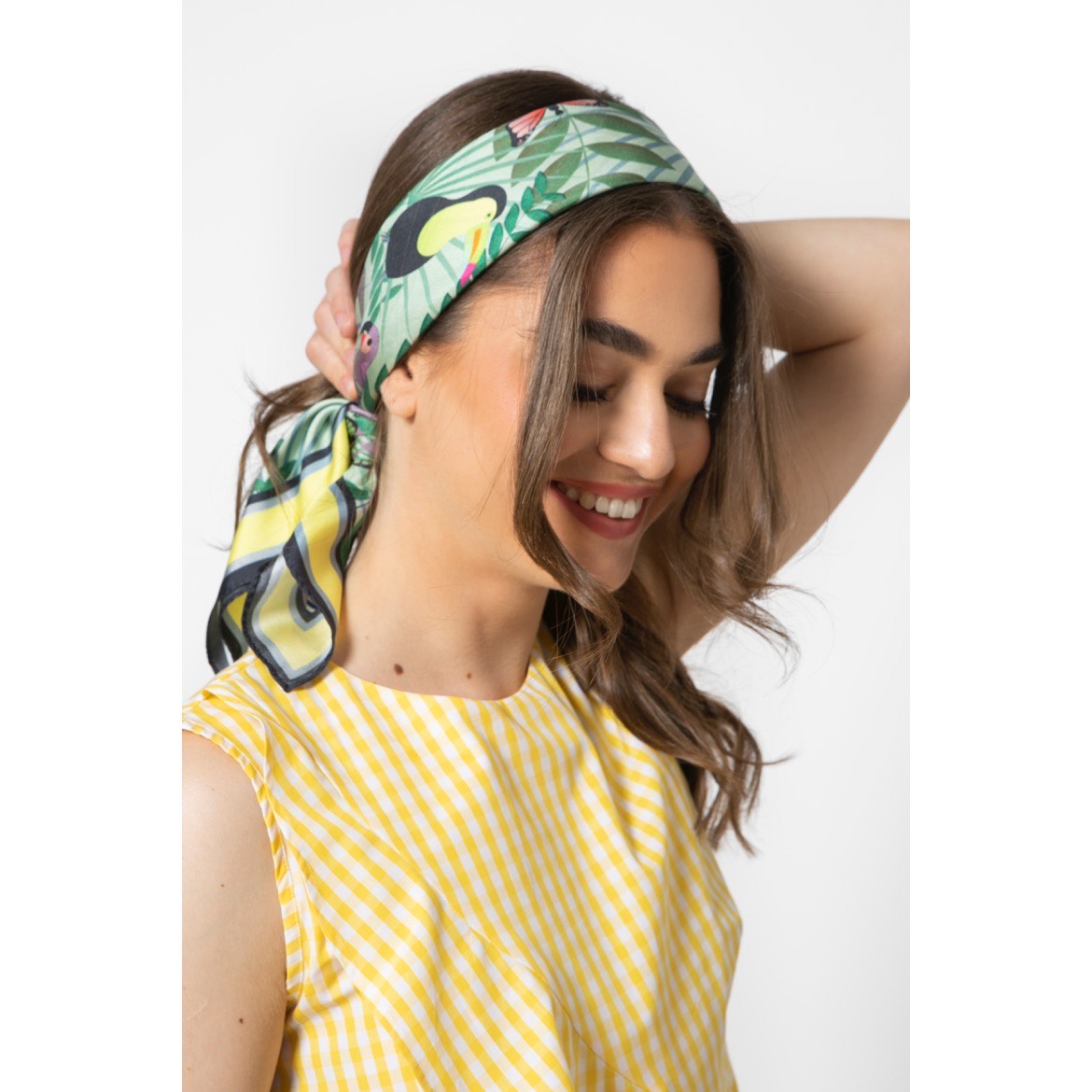 Fauna Mint Printed Silk Scarf - 70x70cm
