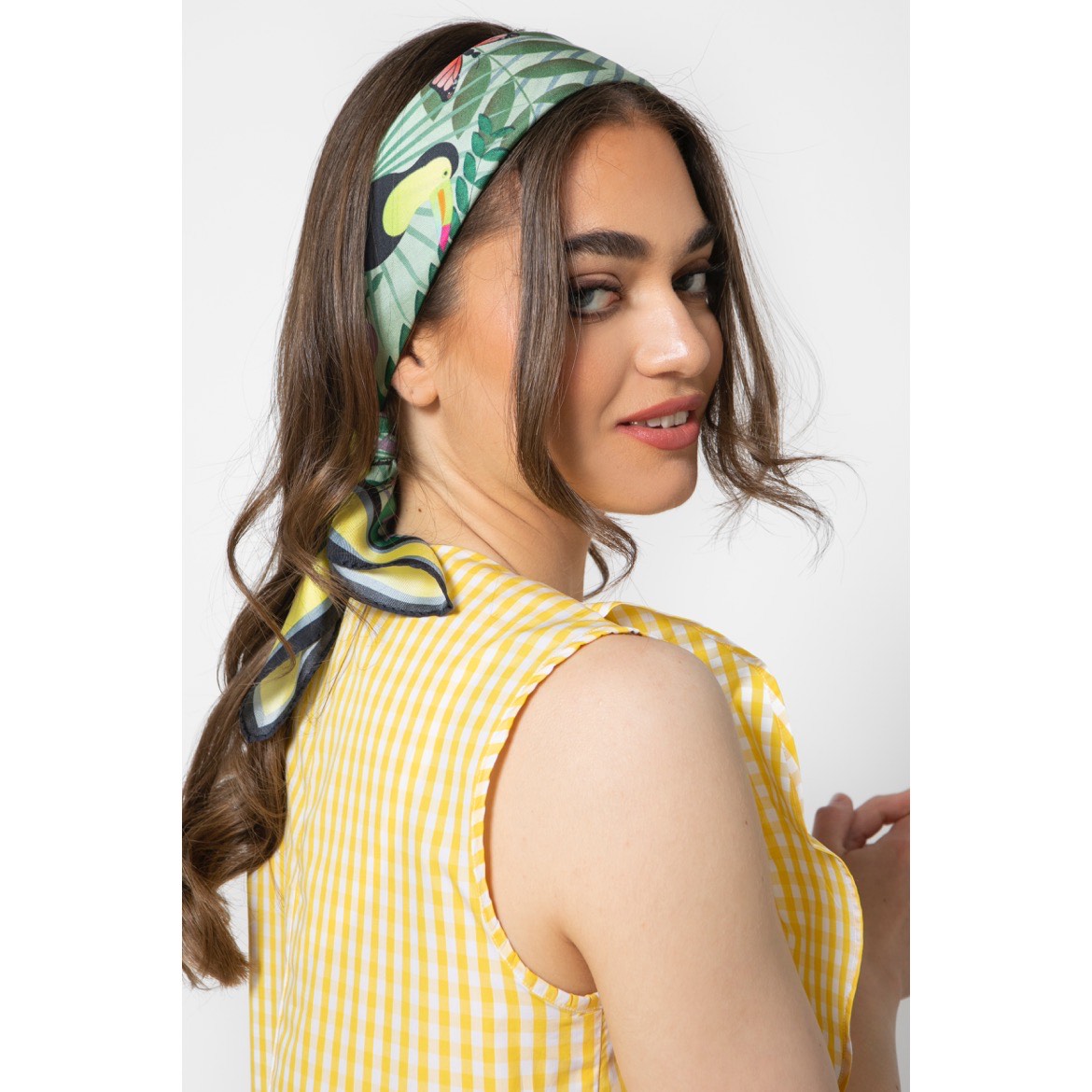 Fauna Mint Printed Silk Scarf - 70x70cm