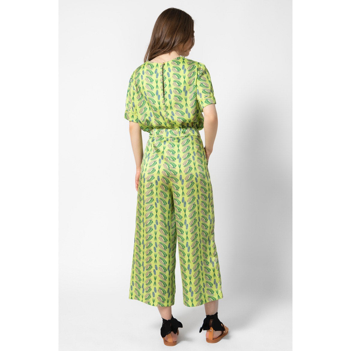 Olive Trousers v.1.1 - Loose Fit Printed Silky Trousers