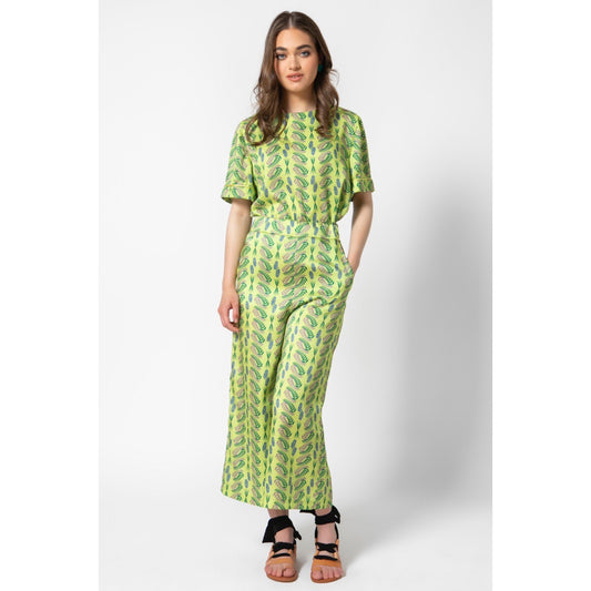 Olive Trousers v.1.1 - Loose Fit Printed Silky Trousers