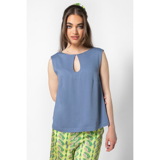 Iris Top - Sleeveless Viscose Top with Keyhole Neckline