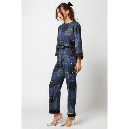 Milly Pants - Loose Fit Printed Trousers with Tie Belt