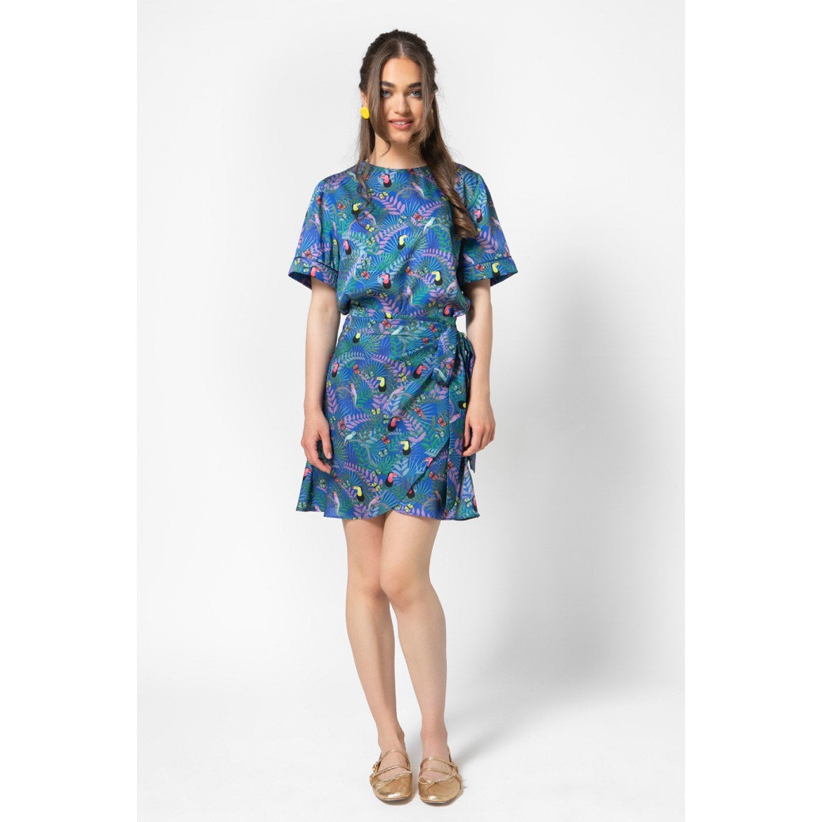 Lilian Skirt - Mini Printed Silky Wrap Skirt