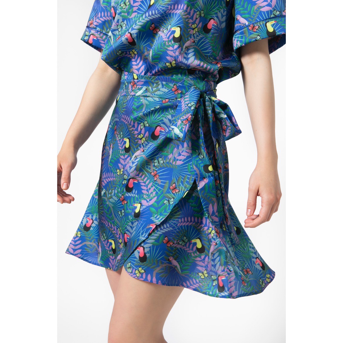 Lilian Skirt - Mini Printed Silky Wrap Skirt