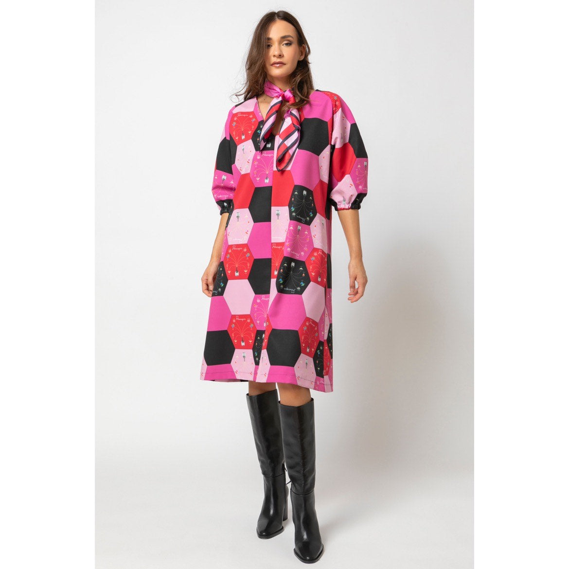 Maya Dress-Midi Printed Loose Fit Dress Maya Dress-Midi Printed Loose Fit Dress