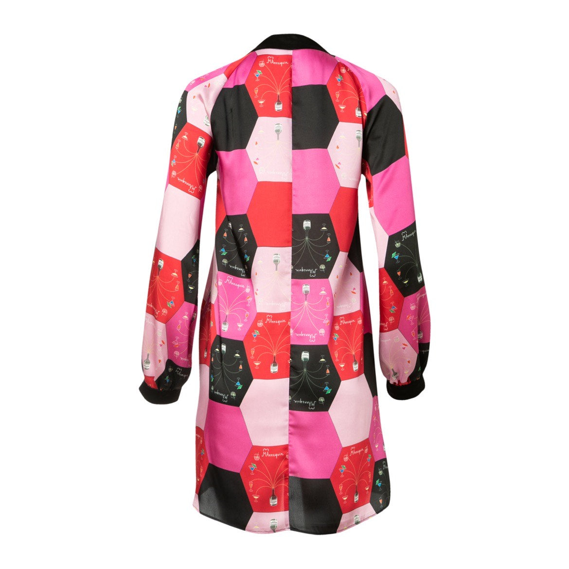 Penny Dress-Mini Printed Silky Dress with Satin Bow Tie