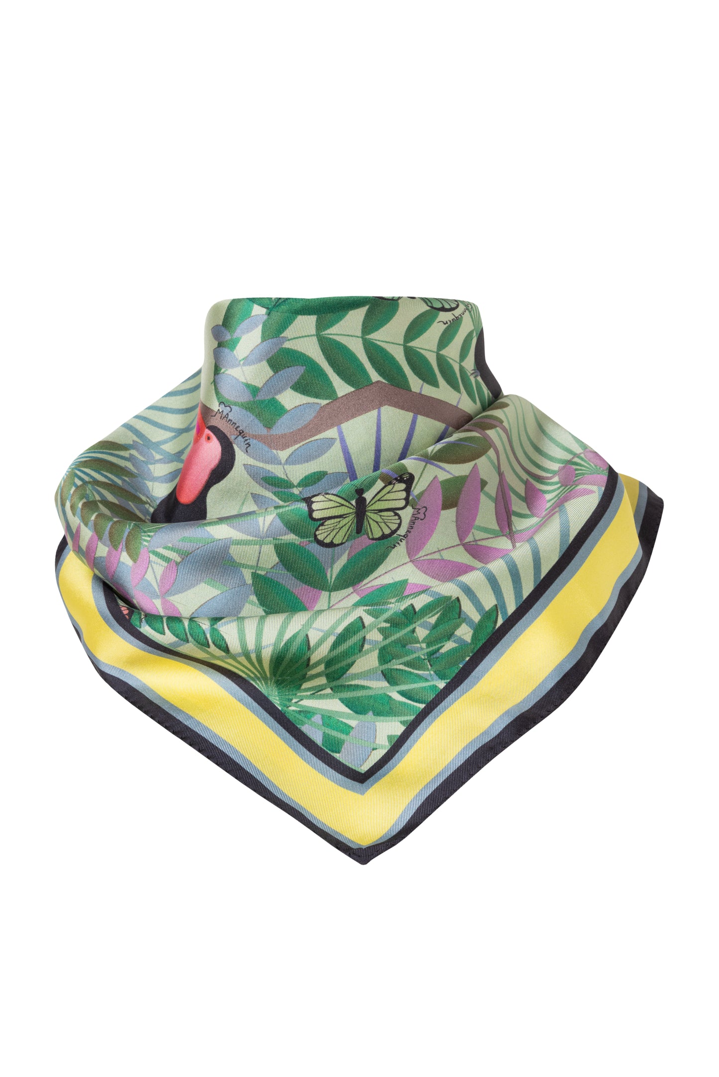 Fauna Mint Printed Silk Scarf - 70x70cm