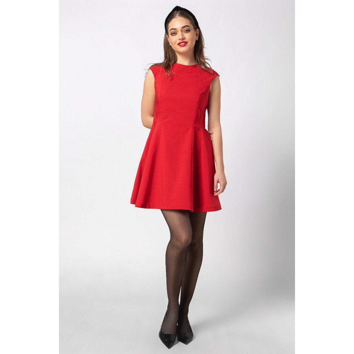 Riona Dress - Mini Cotton Panelled A-line Dress