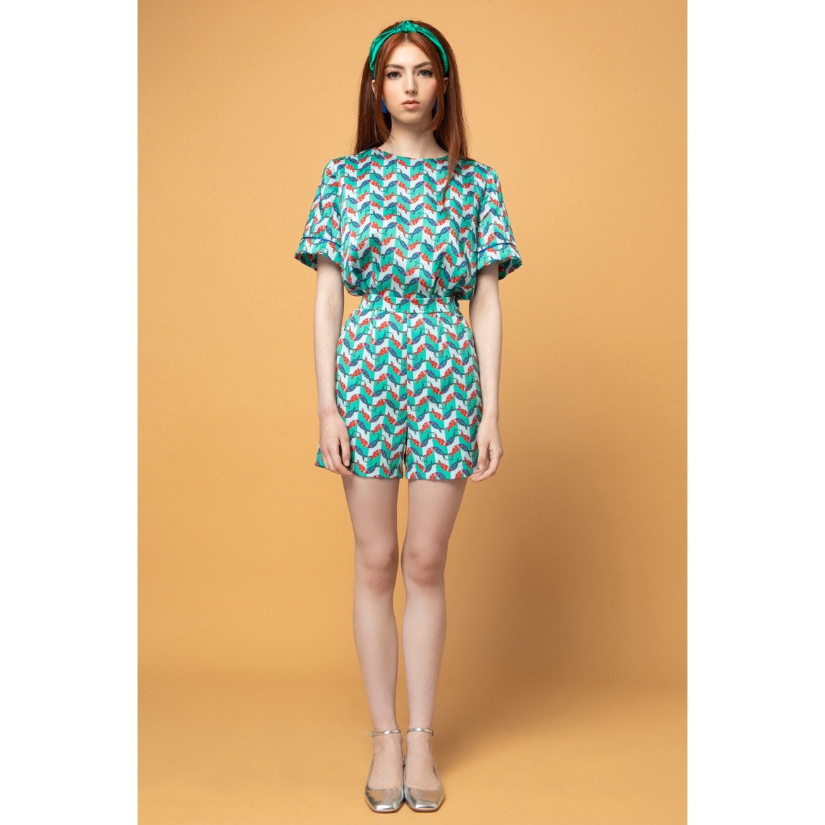 Robin Top v.2.1. - Short Sleeved Silky Printed Top