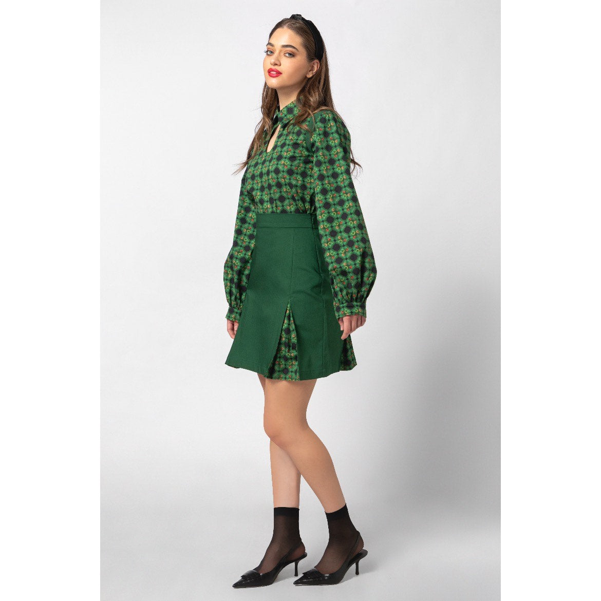Tallula Skirt - Mini Cotton Box Pleated Skirt with Printed details