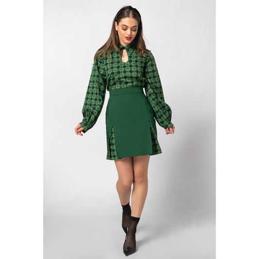 Tallula Skirt - Mini Cotton Box Pleated Skirt with Printed details