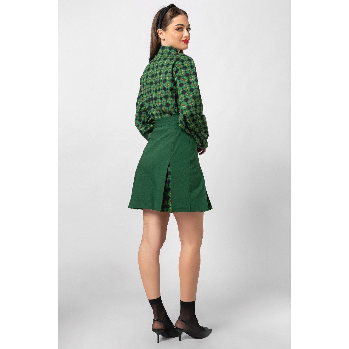 Tallula Skirt - Mini Cotton Box Pleated Skirt with Printed details
