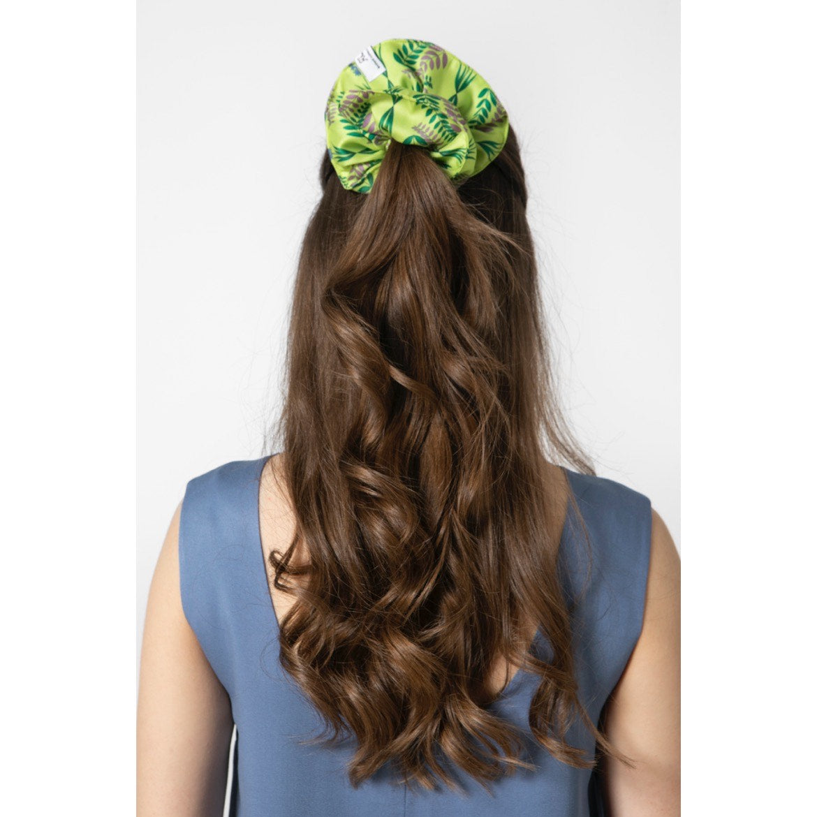 Flora Lime Silky Hair Scrunchie