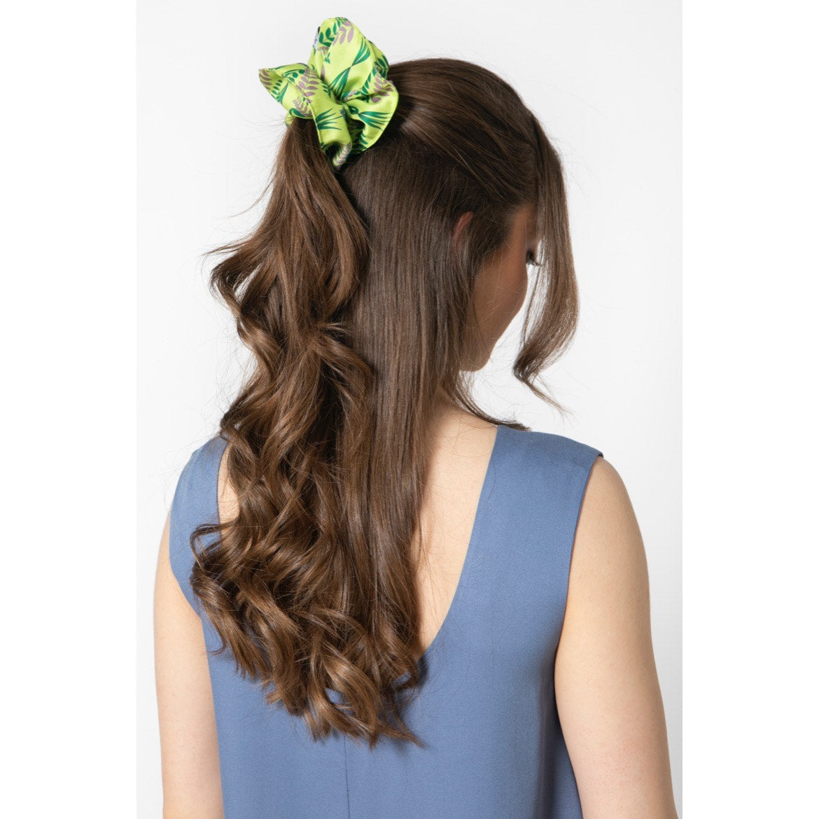 Flora Lime Silky Hair Scrunchie