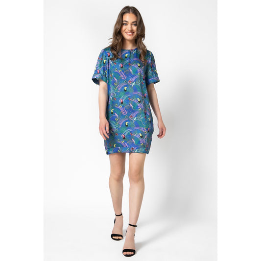 Sheila Dress v.2.1-Mini Silky Printed T-Shirt Dress