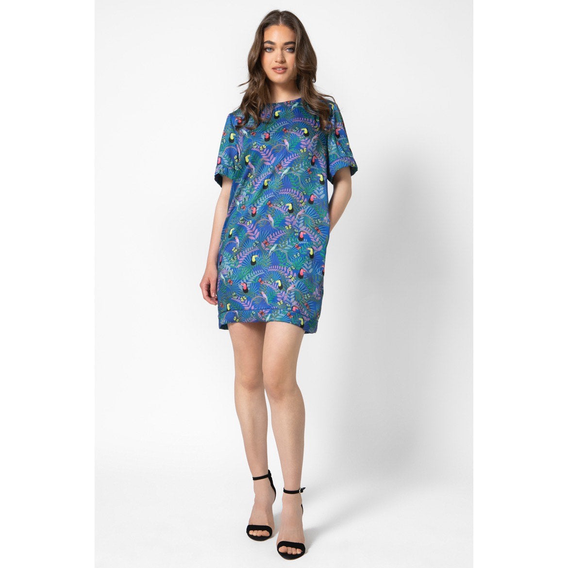 Sheila Dress v.2.1-Mini Silky Printed T-Shirt Dress