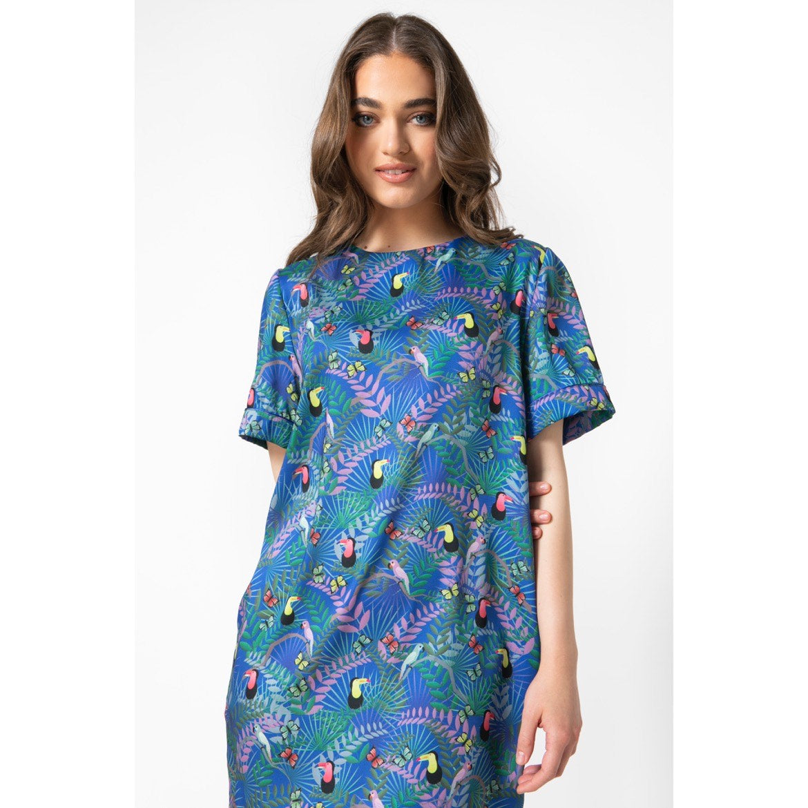 Sheila Dress v.2.1-Mini Silky Printed T-Shirt Dress