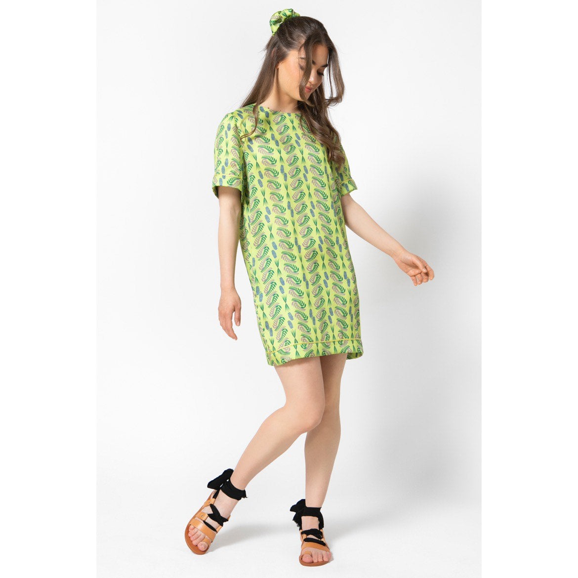 Sheila Dress v.2.2-Mini Silky Printed T-Shirt Dress