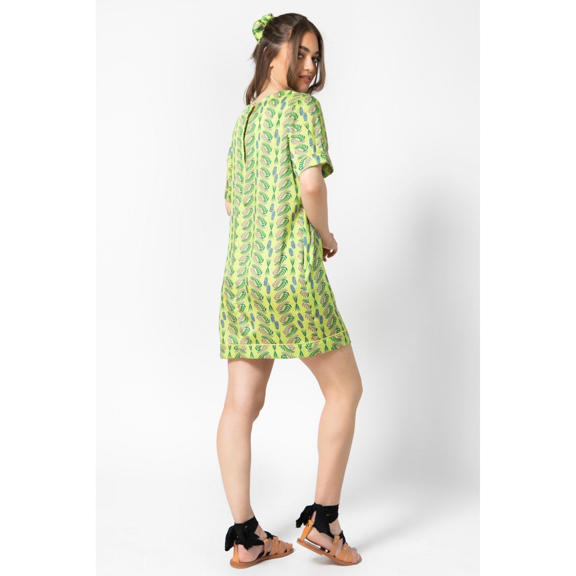 Sheila Dress v.2.2-Mini Silky Printed T-Shirt Dress