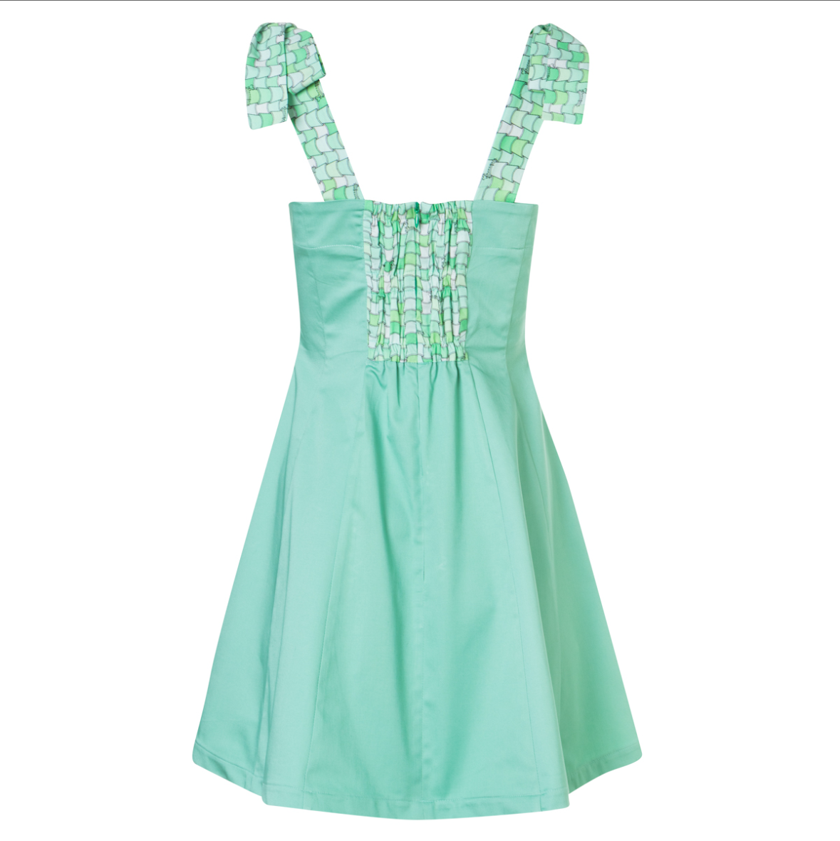 Stem Dress - Mini Cotton Dress with Ruched Printed details