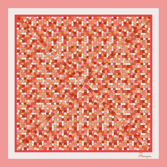 Terracotta Tiles Printed Silk Scarf - 70x70cm