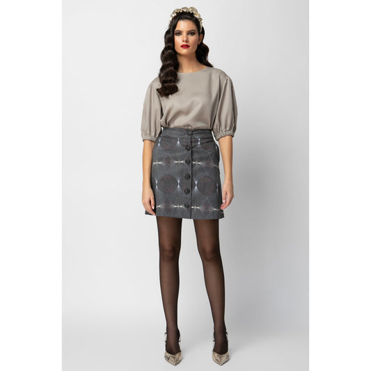 Vivian Skirt - Mini Printed Button Up Cotton Skirt