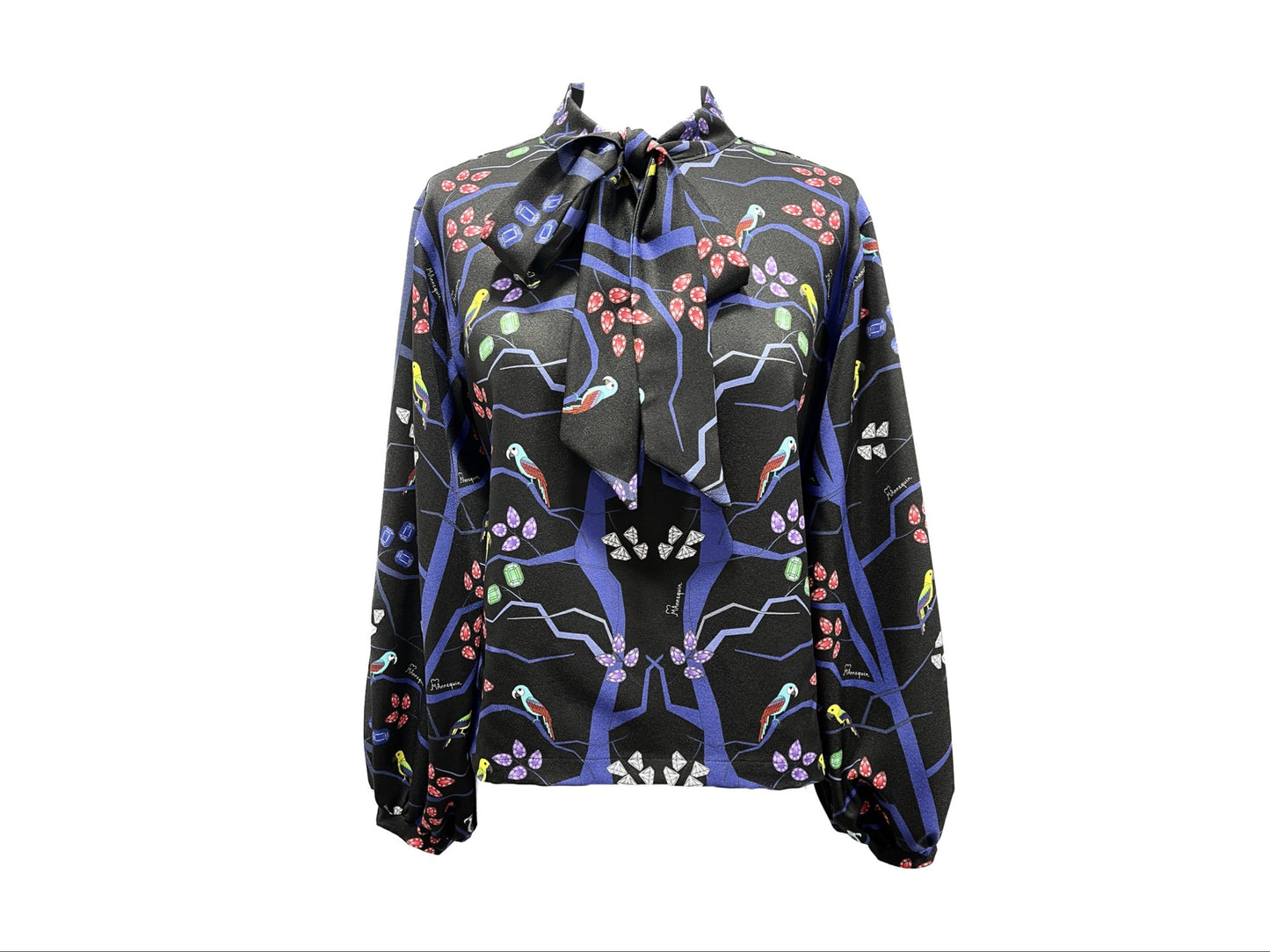 CATHERINE SHIRT-SATIN BOW TIE SHIRT