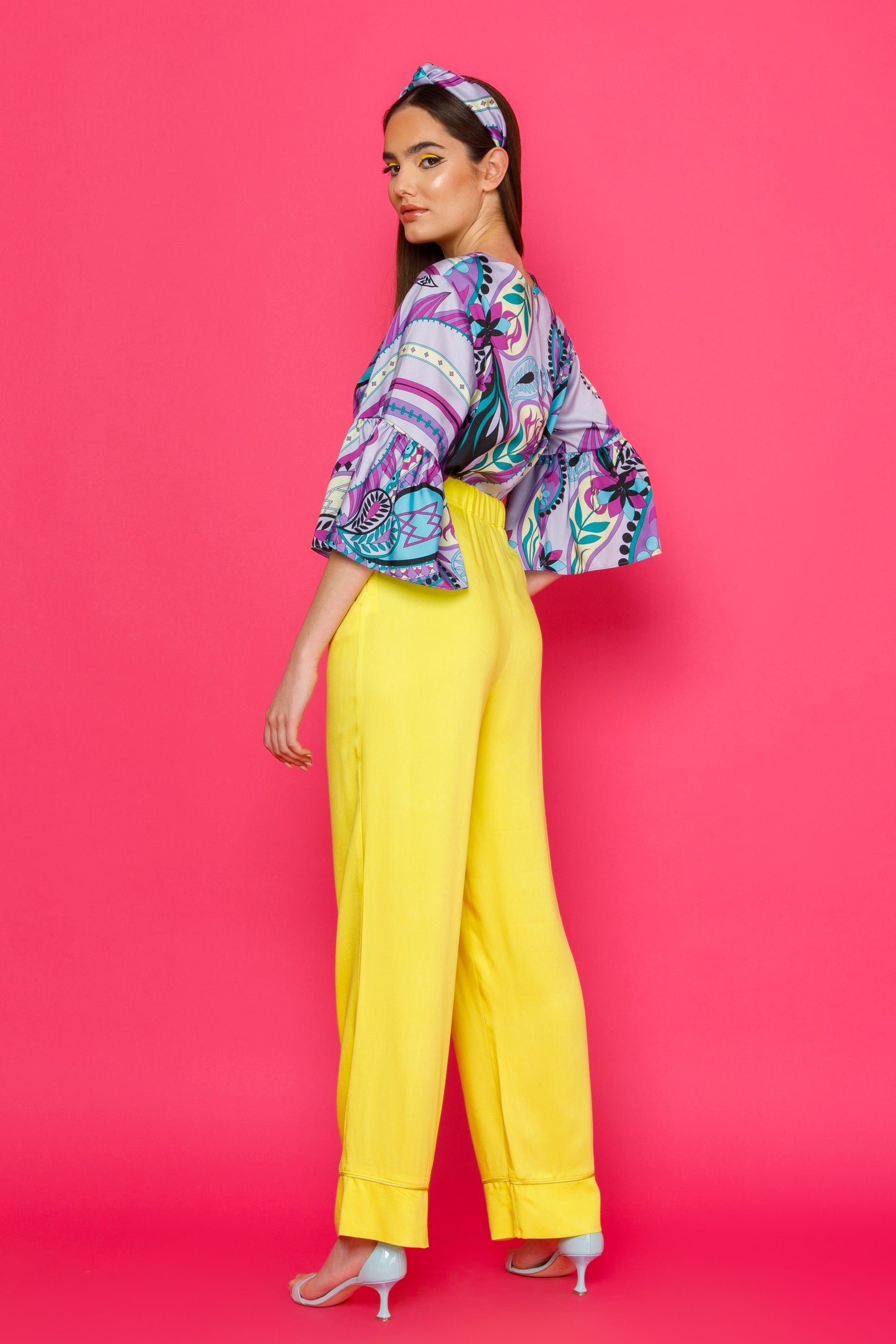 LAYLA TROUSERS - LOOSE FIT VISCOSE TROUSERS WITH BELT TIE