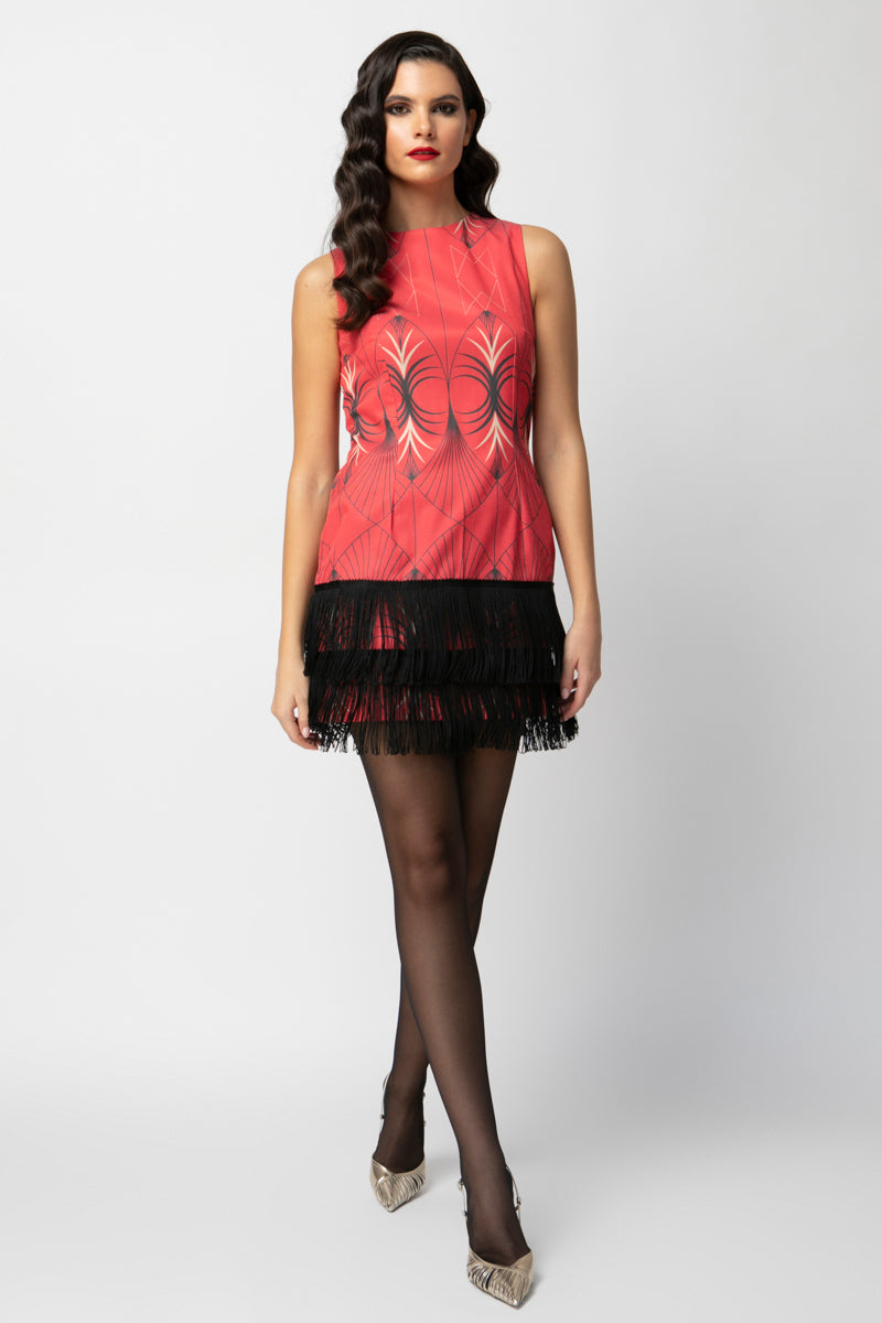 RUBY DRESS - MINI COTTON DRESS WITH FRINGED HEM