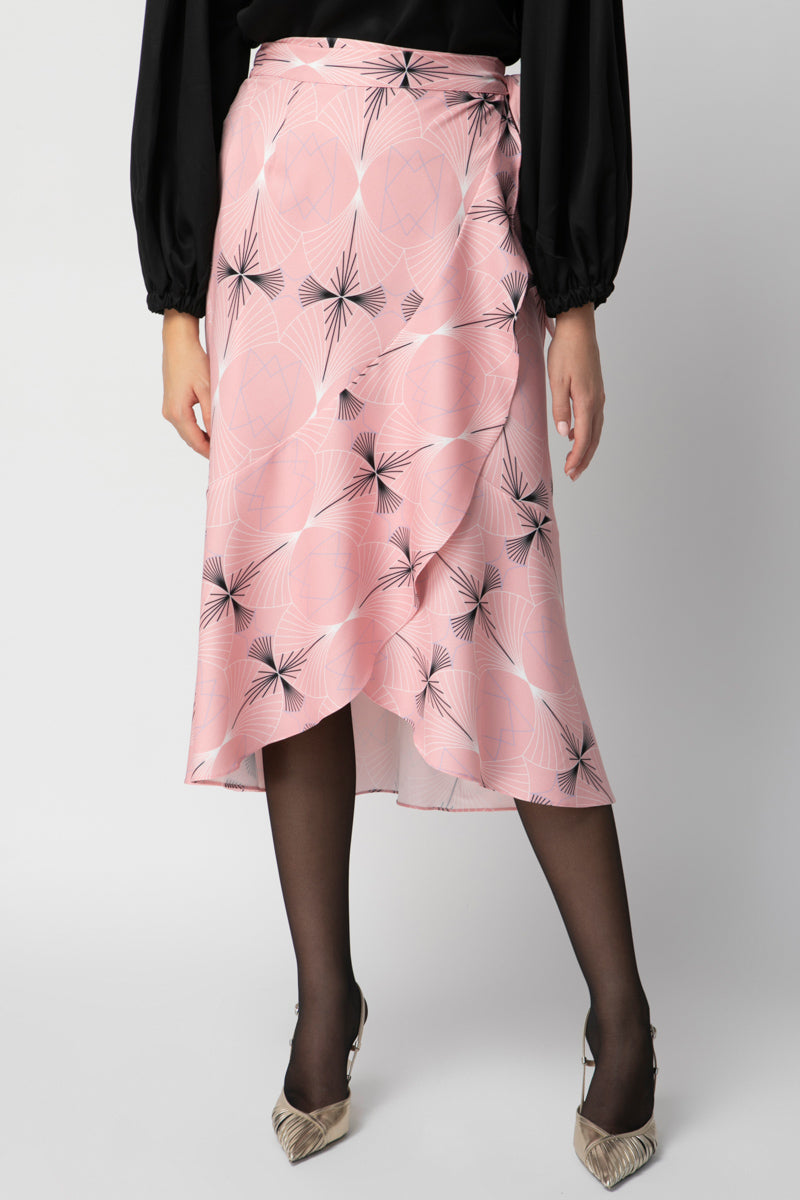 CLARA SKIRT - MIDI WRAP SKIRT WITH RUFFLES