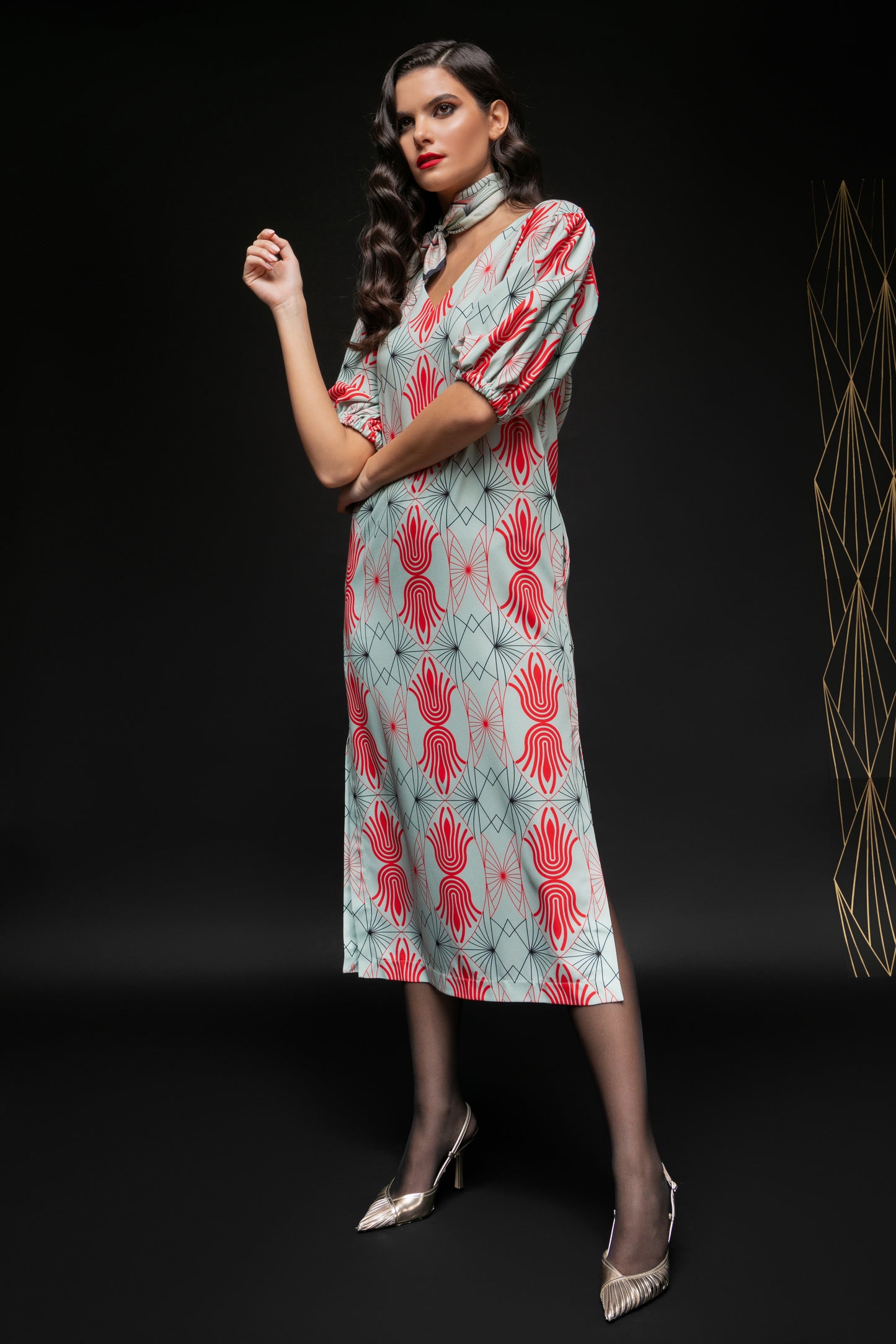 Ella Dress - Maxi Printed Puff Sleeved Dress