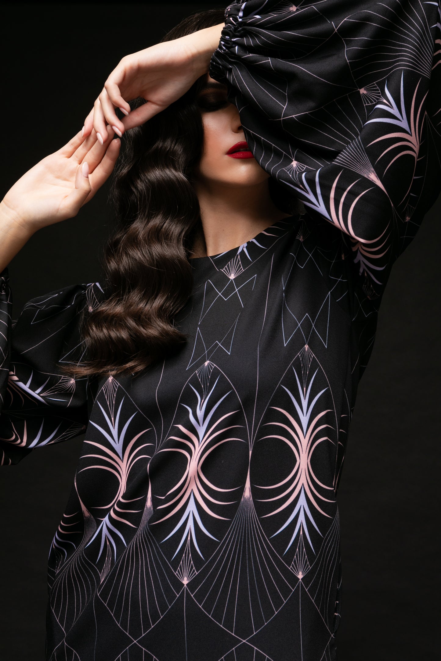 Evelyn Dress - Mini Printed Balloon Sleeved Dress