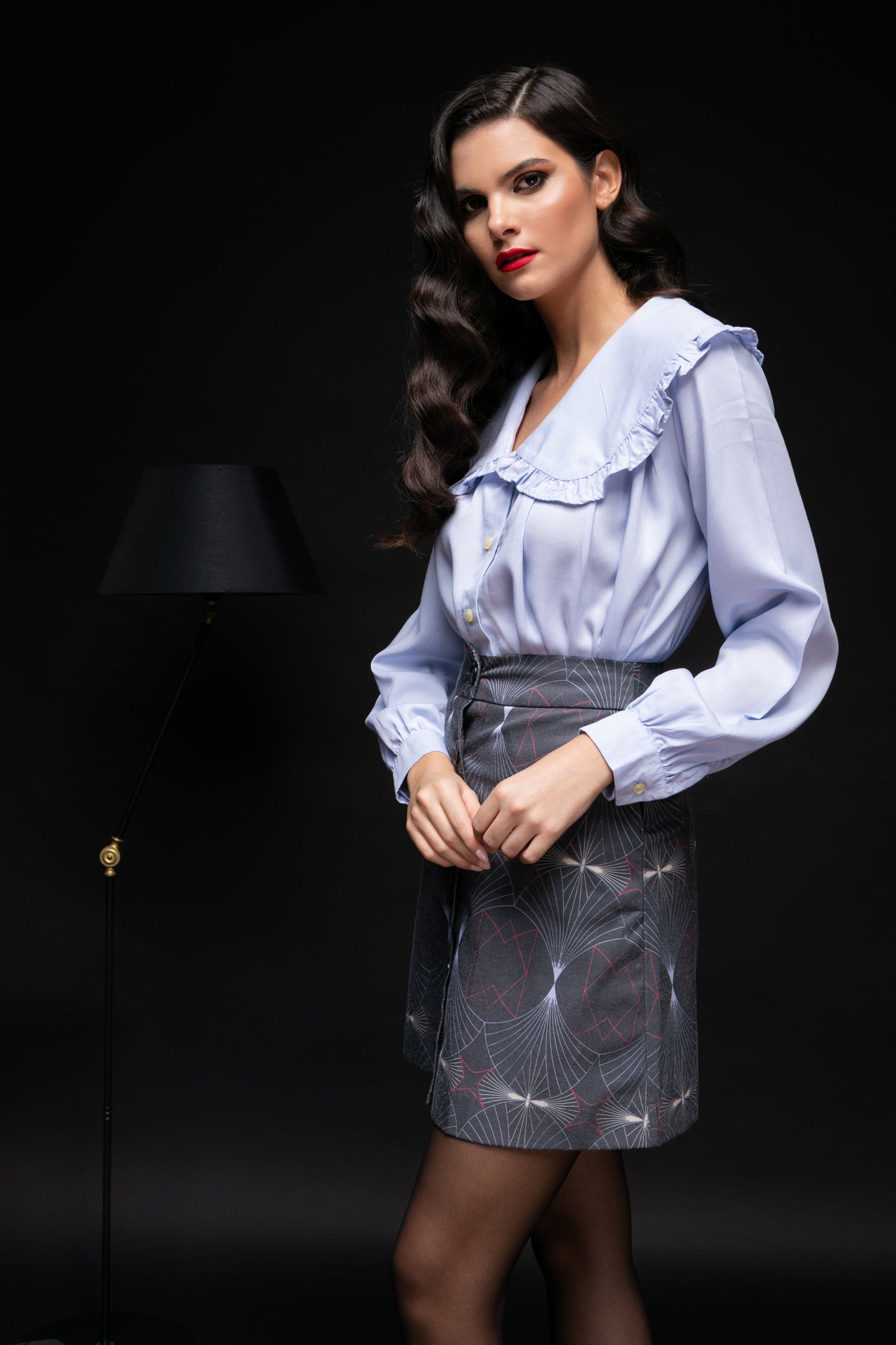 Vivian Skirt - Mini Printed Button Up Cotton Skirt