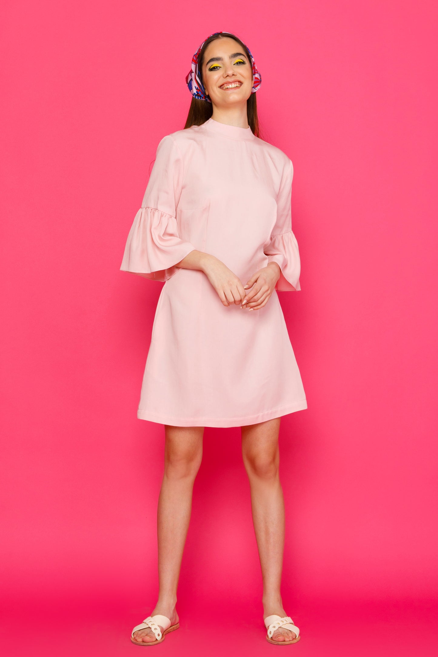 CELIA DRESS - MINI A-LINE DRESS WITH BELL SLEEVES