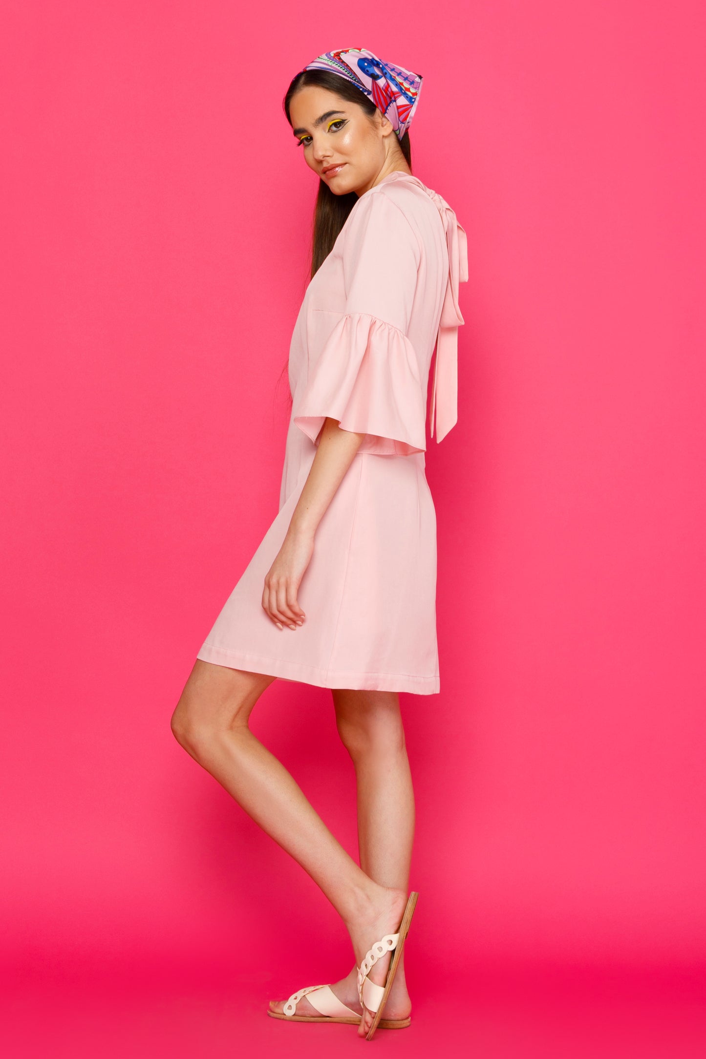 CELIA DRESS - MINI A-LINE DRESS WITH BELL SLEEVES