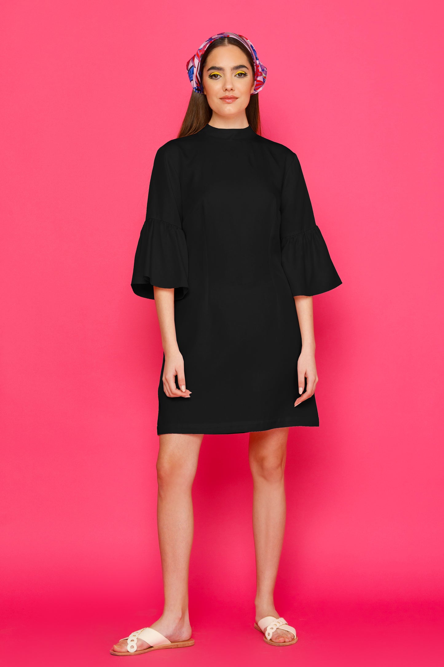 CELIA DRESS - MINI A-LINE DRESS WITH BELL SLEEVES